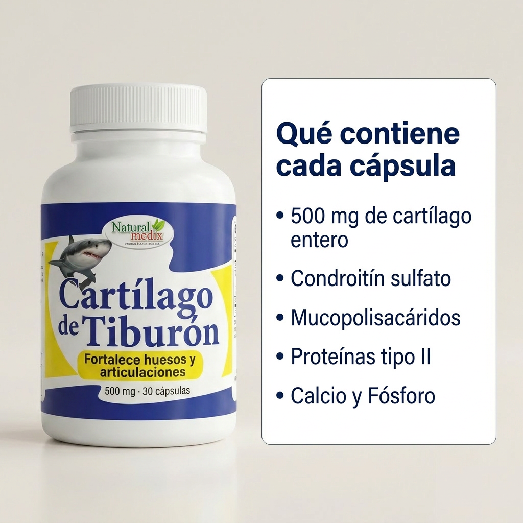 Cartílago de Tiburón Natural Medix 500 mg · 30 cápsulas