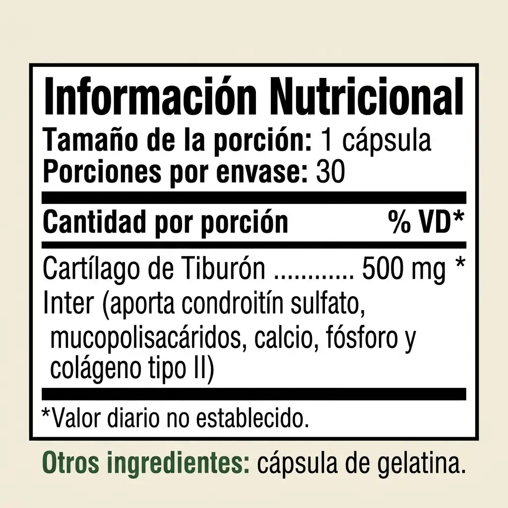 Cartílago de Tiburón Natural Medix 500 mg · 30 cápsulas