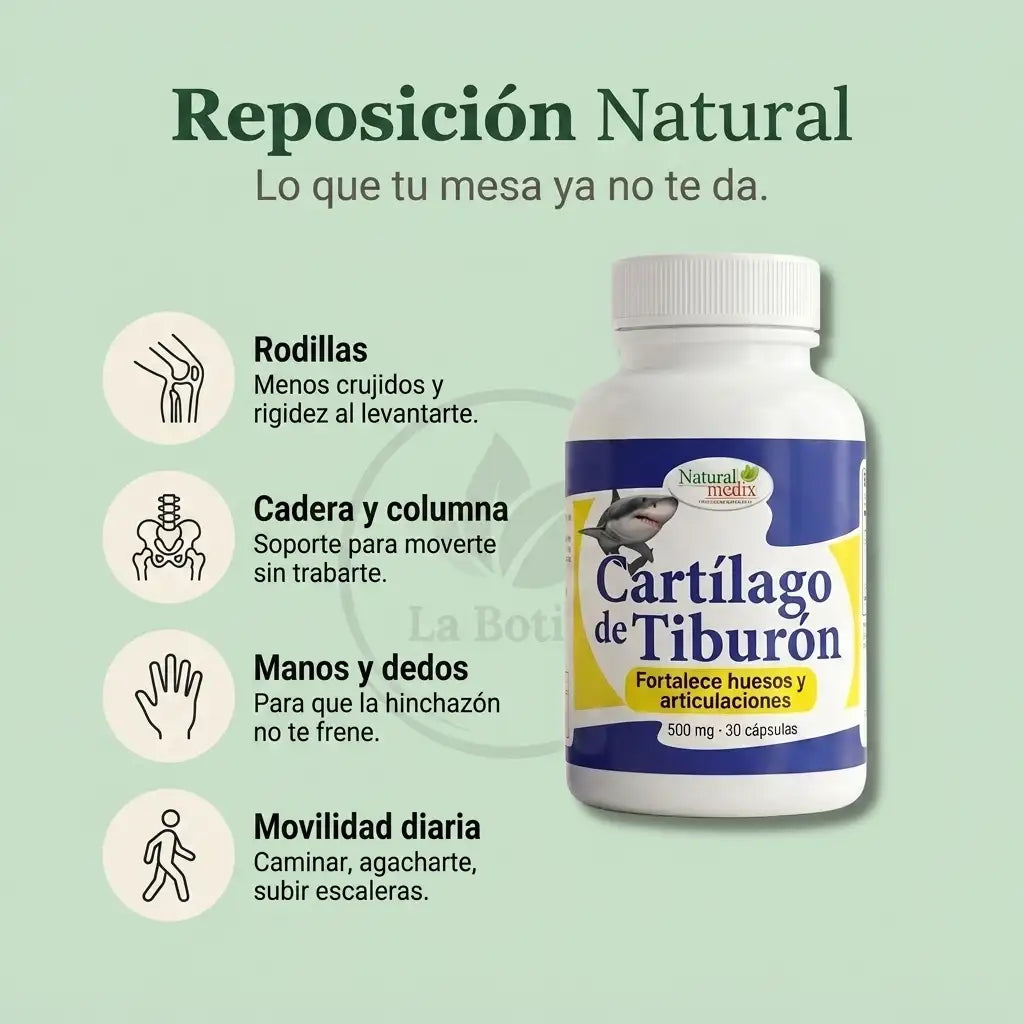 Cartílago de Tiburón Natural Medix 500 mg · 30 cápsulas